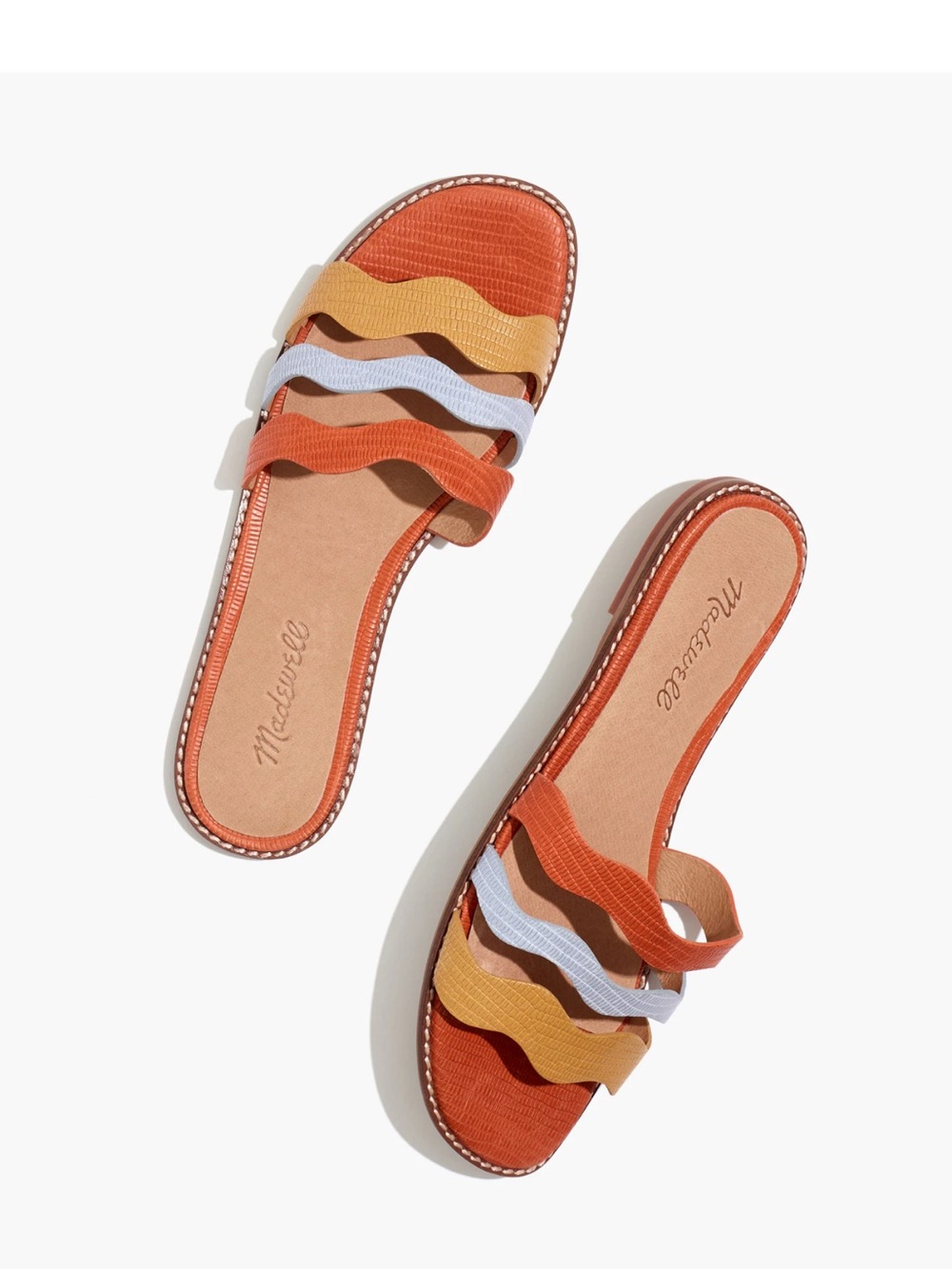 Madewell the wave slide sandal in embossed leather size 6.5